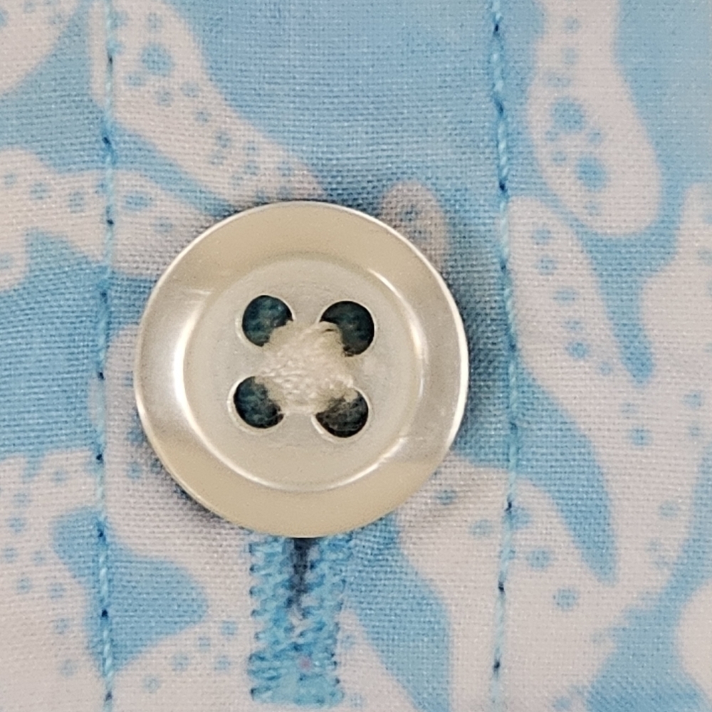 TALBOTS Coastal Coral Reef Button Down Shirt Blue White Size S - Picture 13 of 15